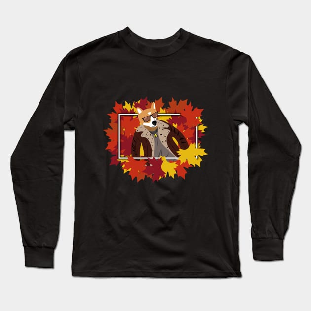 Autumn corgi Long Sleeve T-Shirt by NekroSketcher